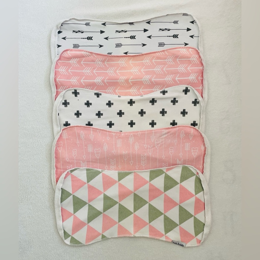 Dodo Babies Burp Clothes Set of 5 Geometric Patterns 16" x 8" Baby Accessories